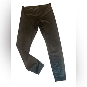 Athleta High Rise Gleam Faux Leather Panel Leggings Black Size Small